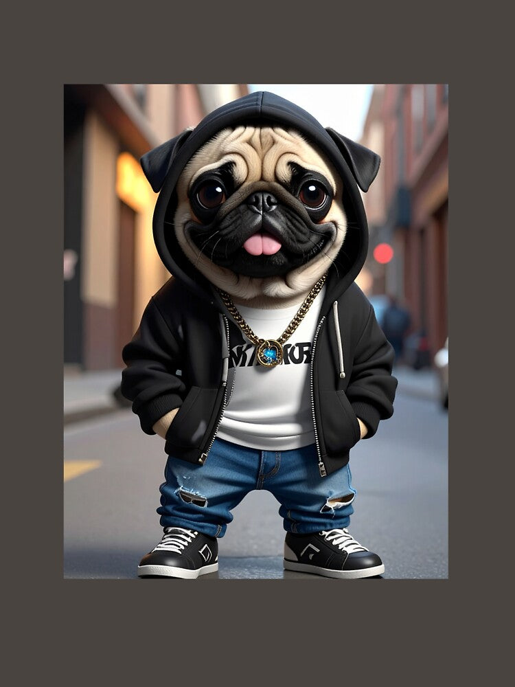 Street Pug Boss – Dark Urban Dog Aesthetic by vinothmech53