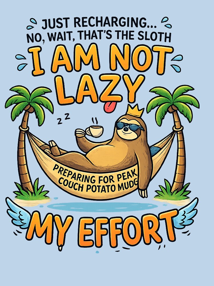I Am Not Lazy Sloth Funny Quote T-Shirt | Cute Couch Potato Humor Design by Redark01