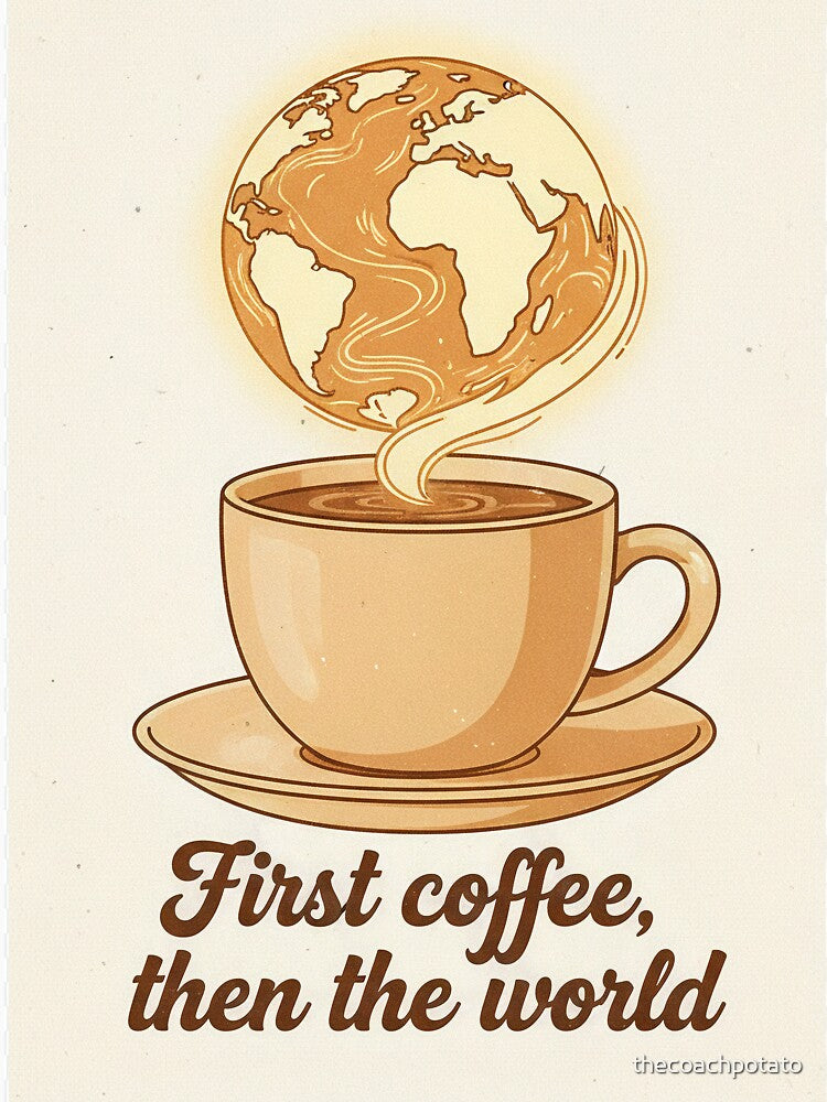 First Coffee, Then the World – Coffee Lovers Design by thecoachpotato