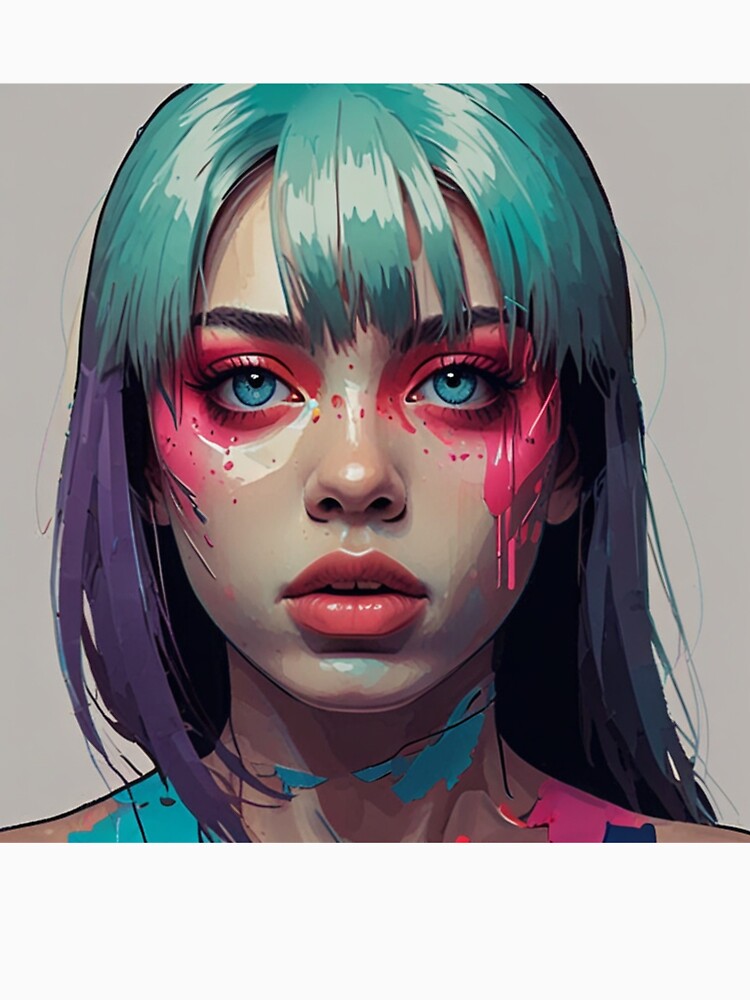 Pop Art Anime Bold Color Poster | Dark Cyberpunk Anime Design by Joy-boy-op