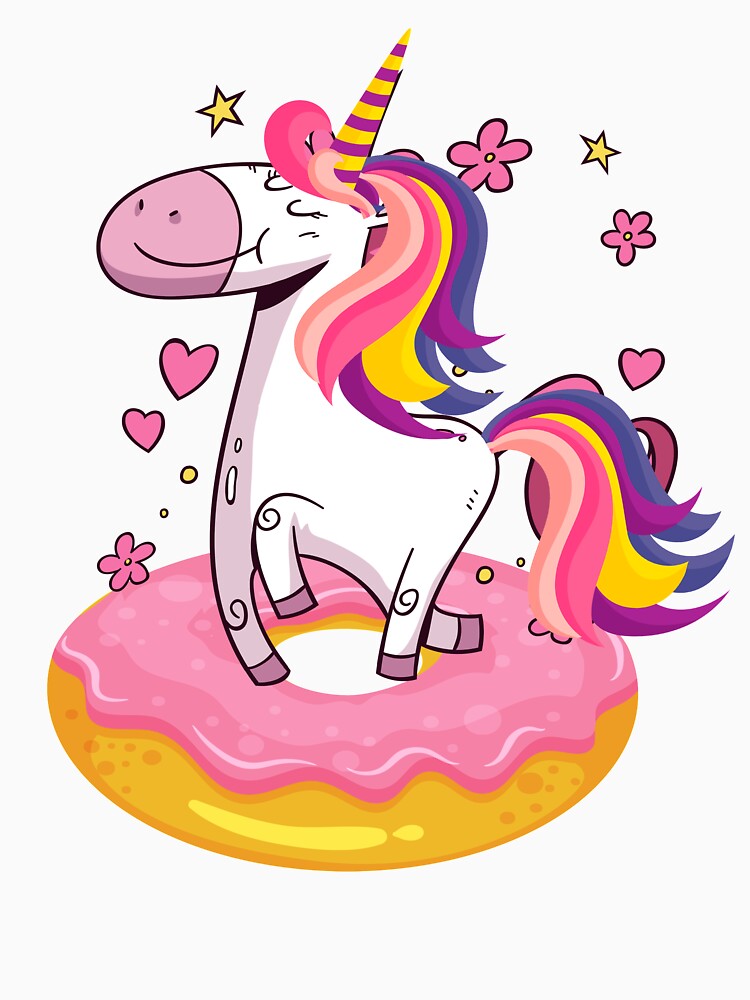 Rainbown Pastel Colors Unicorn Donut T-Shirt Funny Gift by chihai