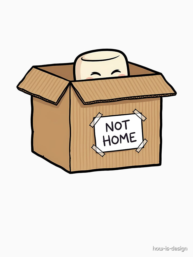 Not Home Funny Introvert Hiding In Box Homebody Humor by how-is-design