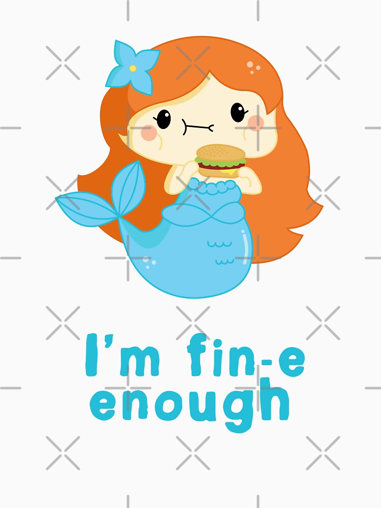 Hungry mermaid with burger kawaii design by high5doodle