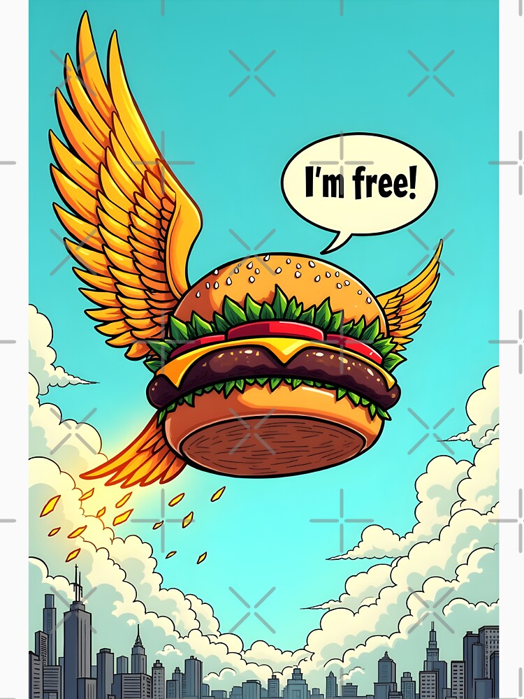 Flying Burger Art: Whimsical Designs of Burgers with Wings by WAUZ