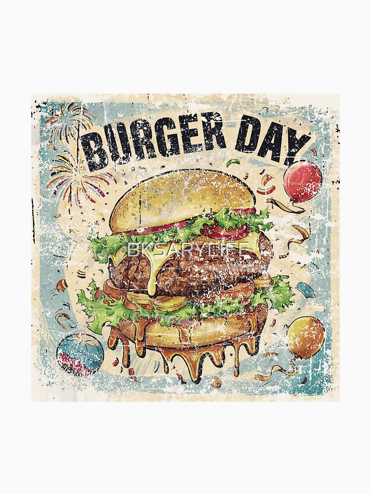 classic style special burger day art with text by BKSARYLIFE