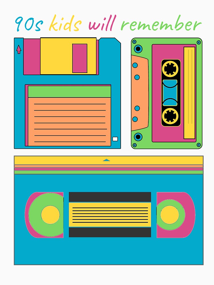 90s Kids Will Remember VHS Cassette Tape Floppy Disk Retro Vintage by Sid3walkArt2