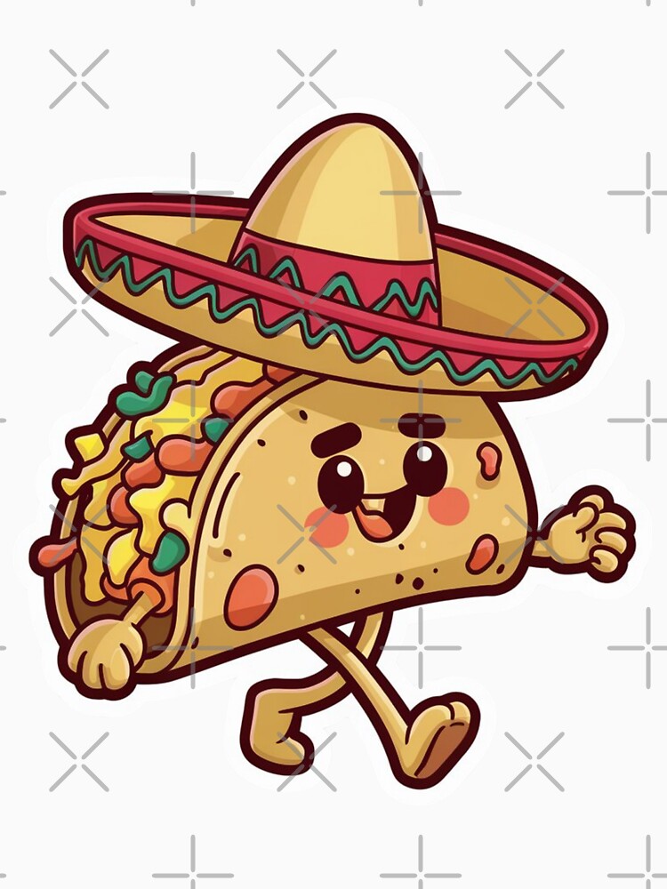 Adorable Taco with Sombrero Cartoon by yasarstore