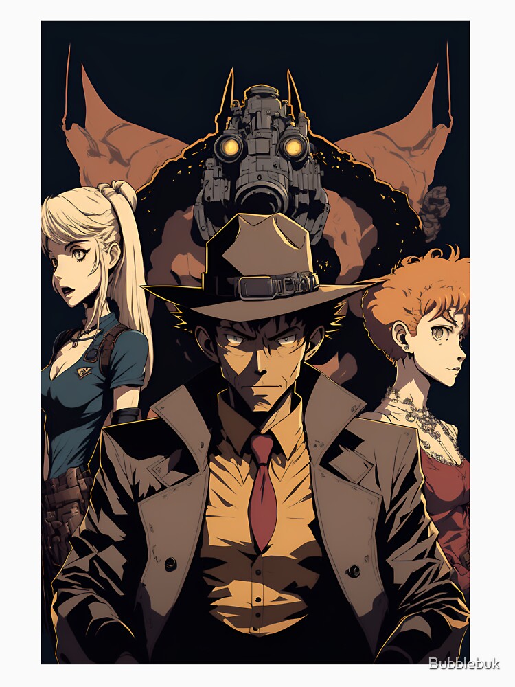 Anime Detective Man with his sidekicks by Bubblebuk