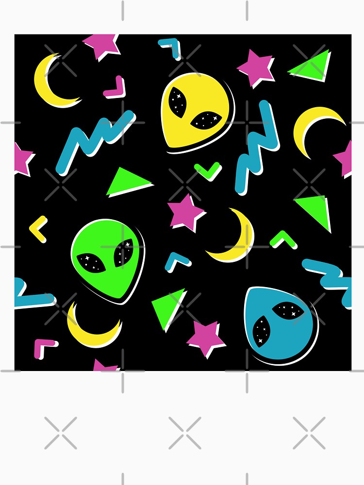 90s Geometric Alien - Black and Neon by 90sAlien