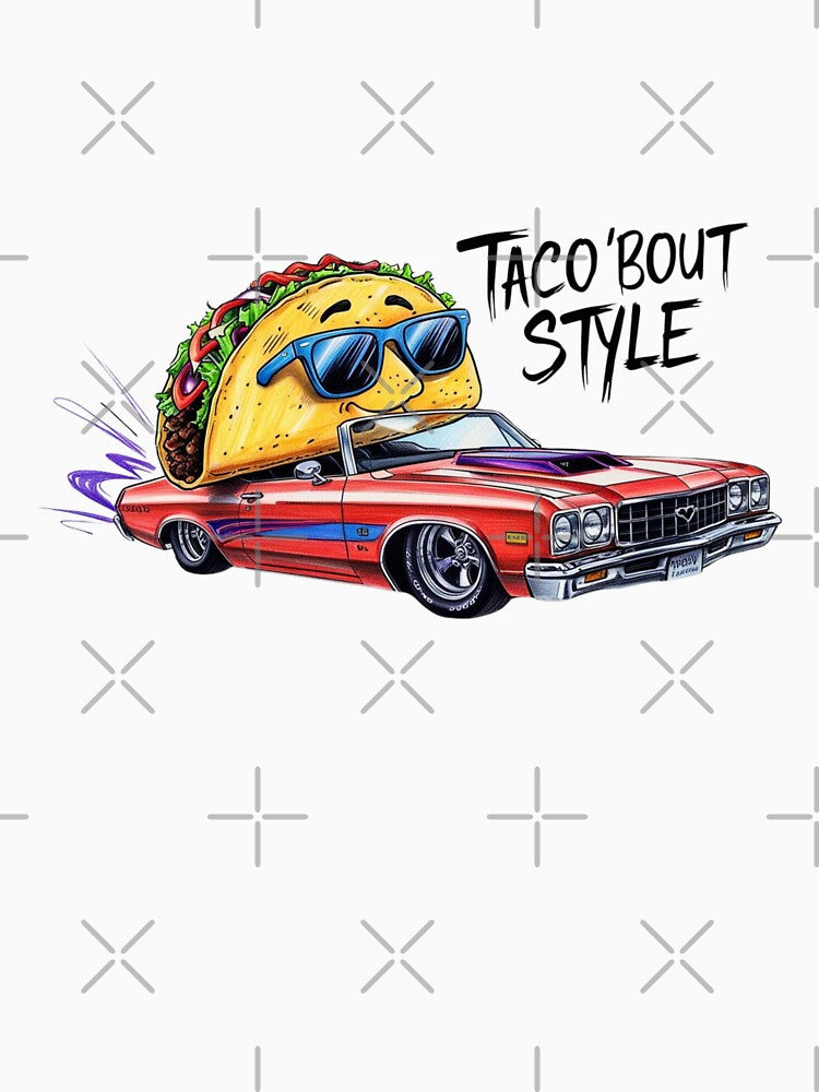 Cool Taco Driving Classic Car Illustration by LOLThreads