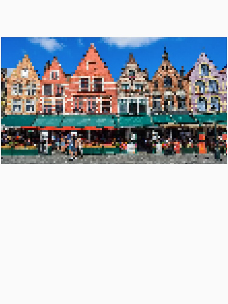 Pixelated Bruges Market Square Scene by Potato Quality Prints