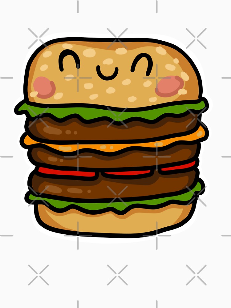 Triple cheese burger cute kawaii fast food - stickers and clothing by sianelliot