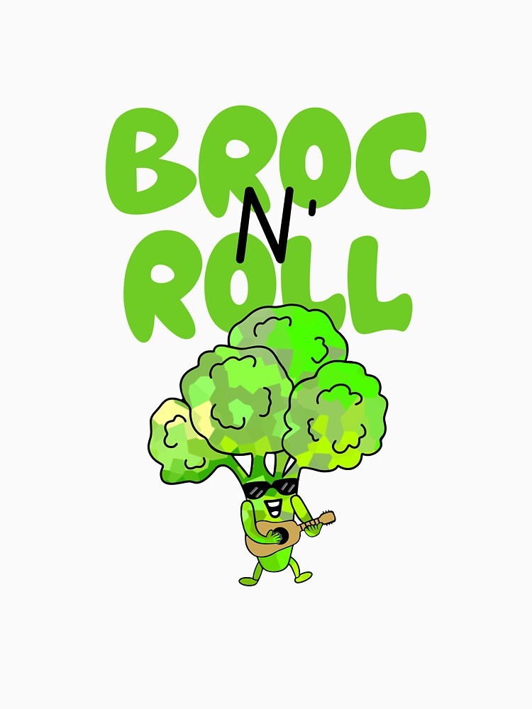 Broc And Roll Funny Broccoli Pun by Sartoris Art