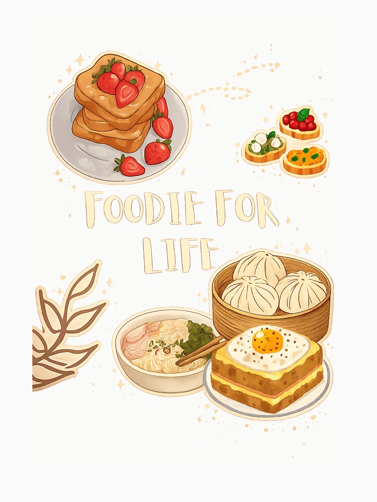 Foodie for Life – Cute Food Lover Watercolor Aesthetic Design by ravenRM