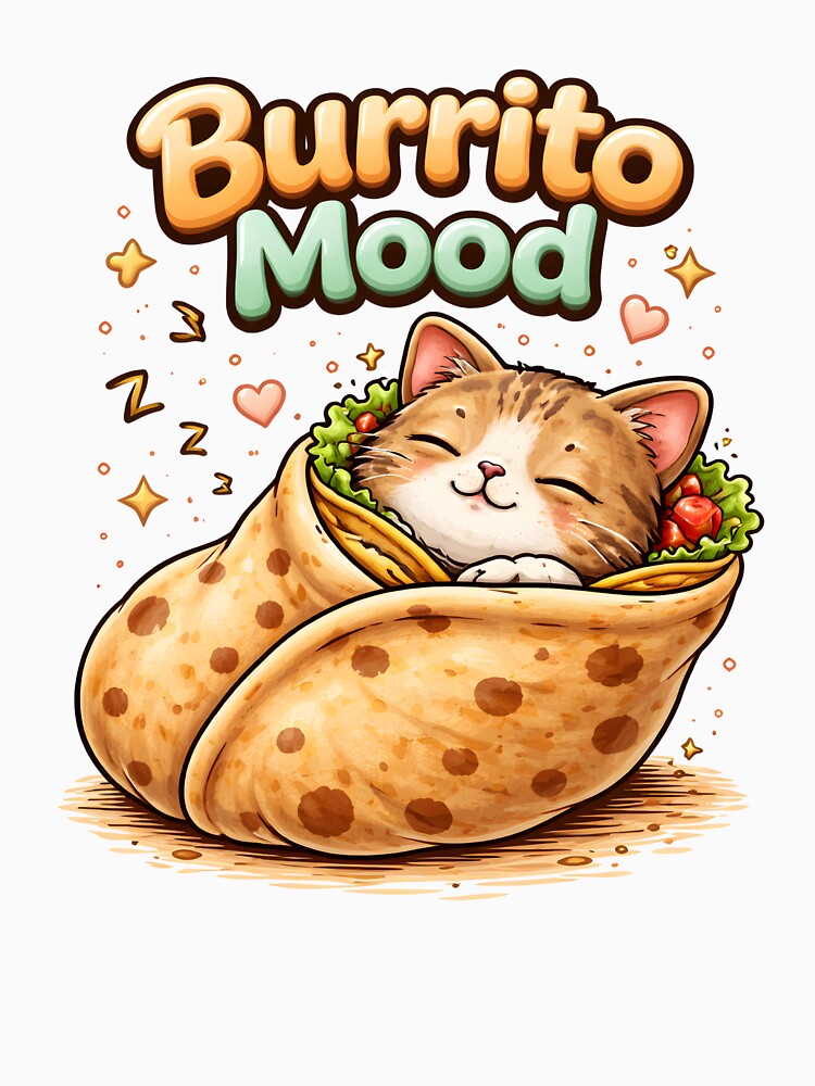 Burrito Mood Kawaii Sleeping Purrito Cat. by Mr Lee