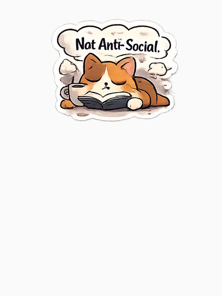 Introvert Humor Sticker – Not Anti Social, Just Quiet by FeralMindStudio