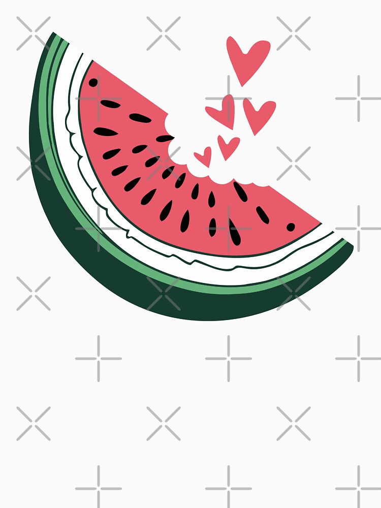 Watermelon slice hearts kawaii summer fruit eating lover art by alenaz