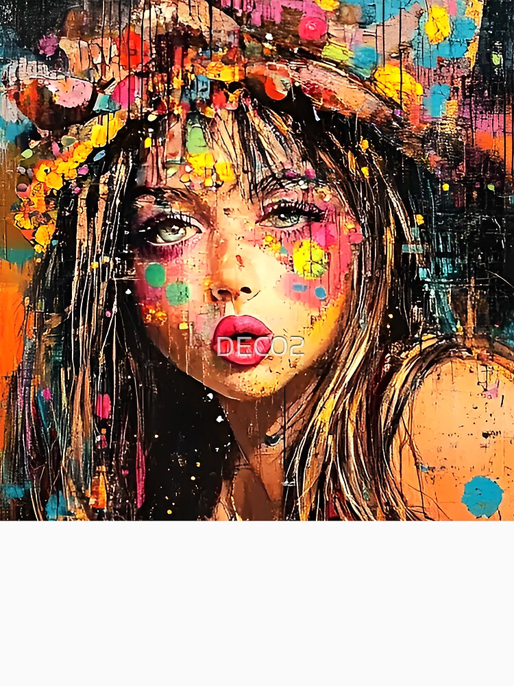 Whimsy Pop Art Female Collage-Style Vibrant Art by DEC02