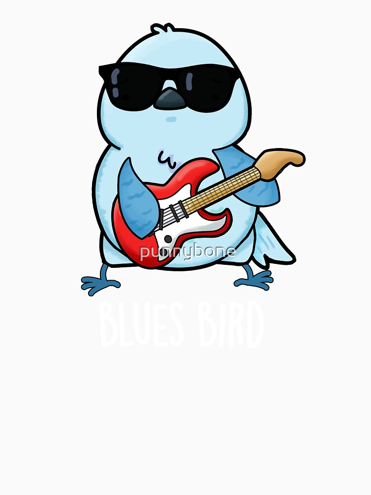 Blues Bird Funny Bluebird Pun (Dark BG) by punnybone