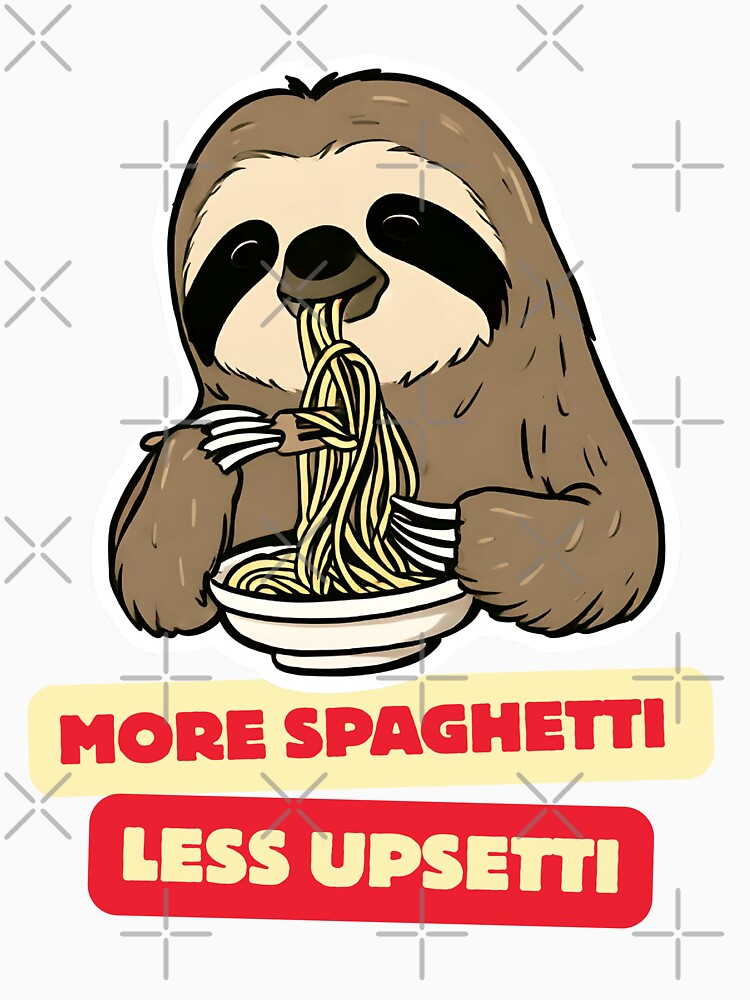 More Spaghetti Less Upsetti – Cute Food Mood Design by PigmalionArt