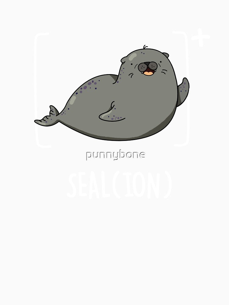 Seal Ion Funny Chemistry Sea Lion Pun (Dark BG) by punnybone