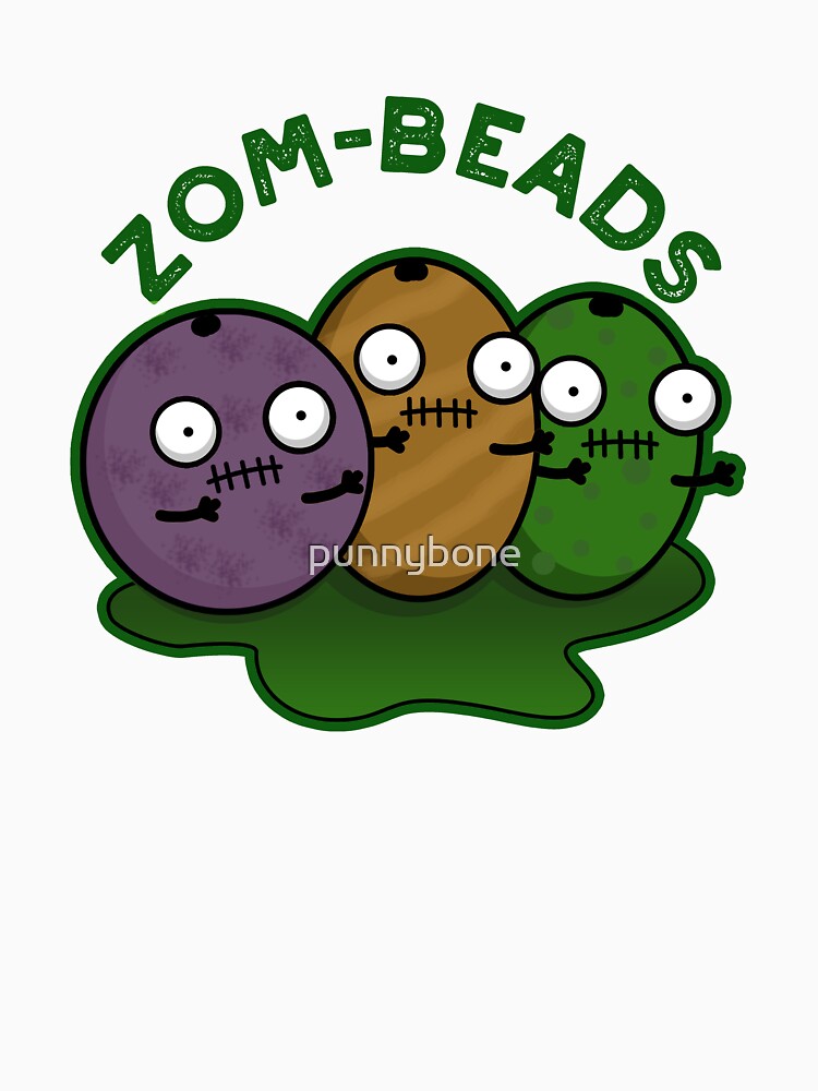 Zom-beads Funny Halloween Zombie Beads Pun (Dark BG) by punnybone