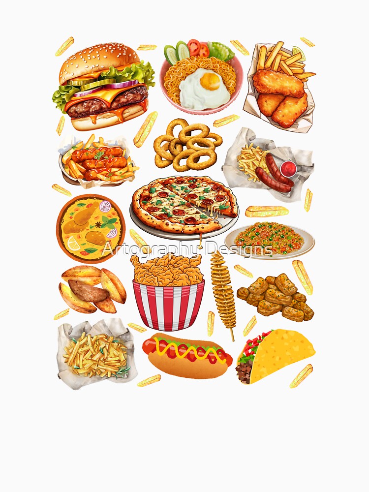 Junk Food Collage Fast Food Aesthetic Bold Design by Artography Designs