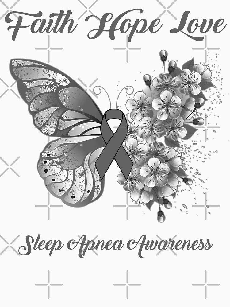 Faith Hope Love Sleep Apnea Awareness Butterfly Ribbon Gifts by Adropine