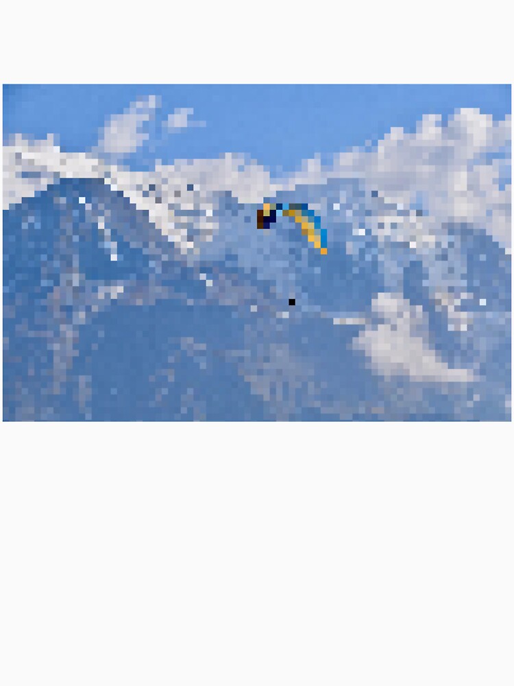 Pixelated Paraglider & Snowy Mountain Scene by Potato Quality Prints
