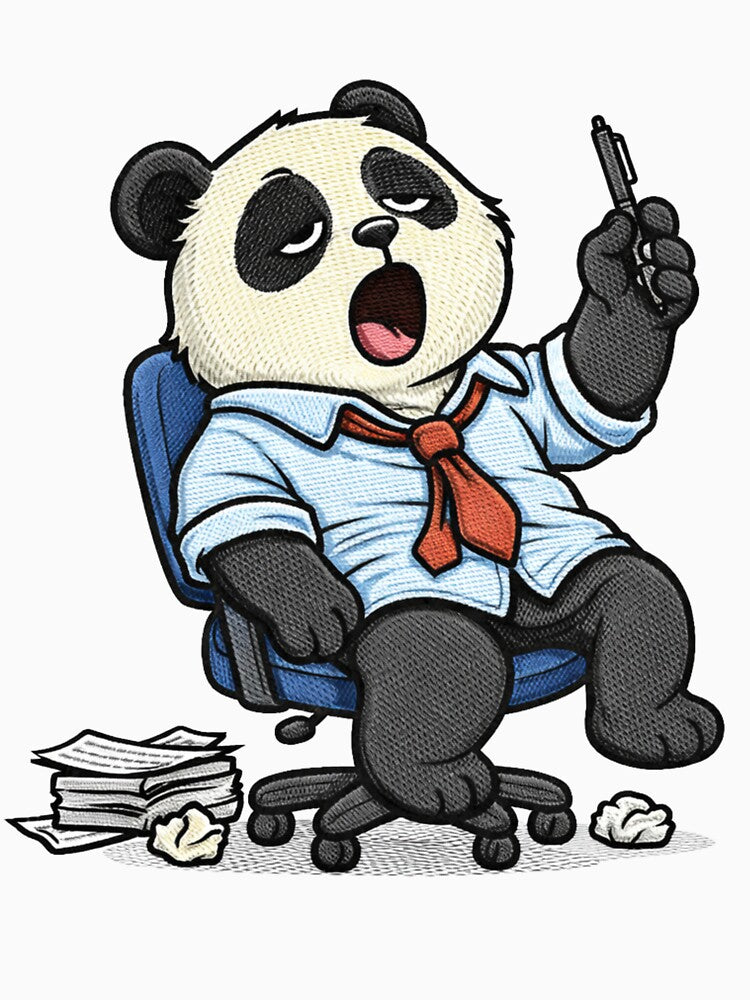 Lazy Office Panda – Funny Tired Office Worker Panda Cartoon Mascot by ColorSplash123