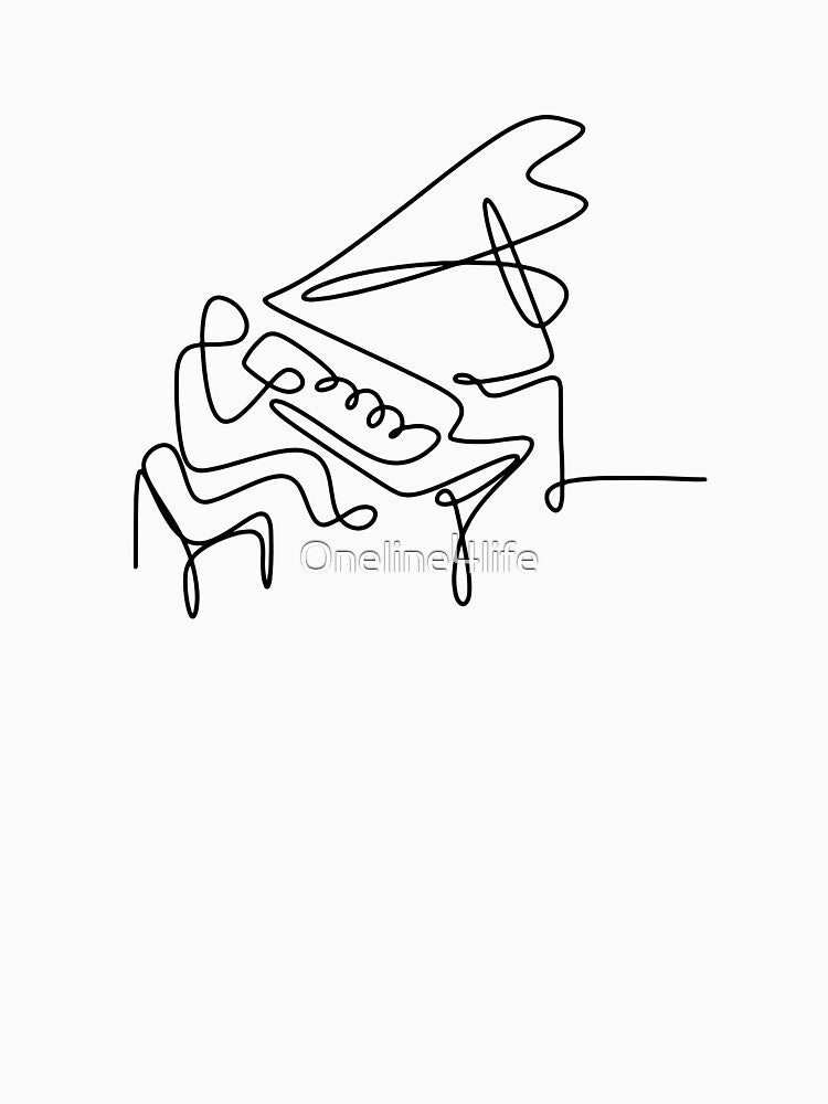 One Line Art Playing Piano Line Drawing Continuous Line by Oneline4life