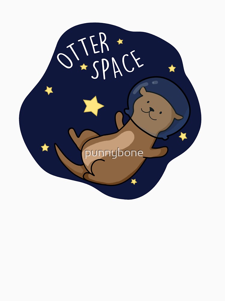 Otter Space Funny Astronaut Funny Animal Pun (Dark BG) by punnybone