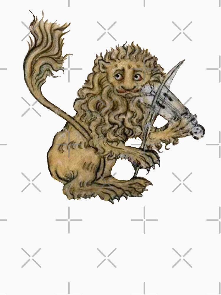 Medieval Lion Playing Music - Middle Ages Art by Qrhoo