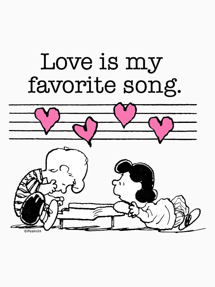 Peanuts Love Is My Favorite Song – Cute Piano Romance Illustration by donadomayle7