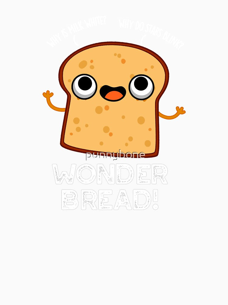 Wonder Bread Funny Food Pun (Dark BG) by punnybone