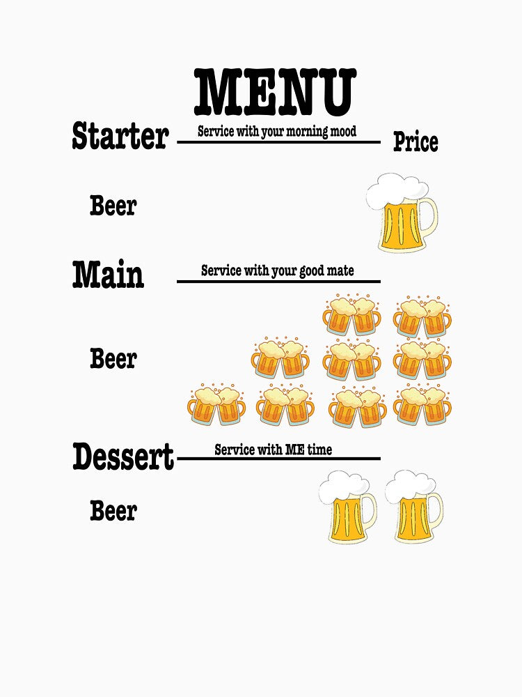 Beer Menu For Beer Lovers Beer Mug Beer Drinker by Dolalii