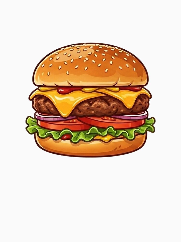 Cute Cartoon Cheeseburger Fast Food Art by SnarkyLab