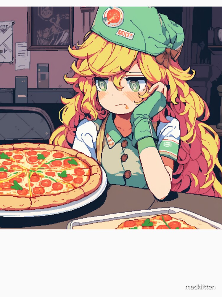 Kawaii Anime Pizza Girl – Cute Food Anime Design by madkiitten