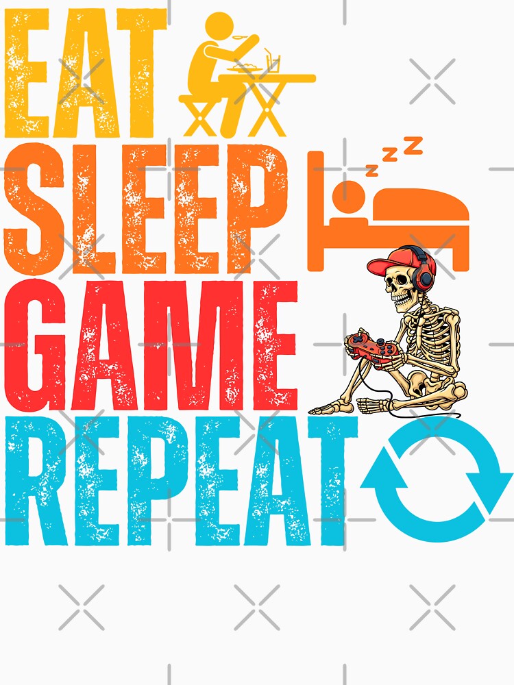 Funny Gamer Skeleton - Eat, Sleep, Game Repeat by legendaryskins