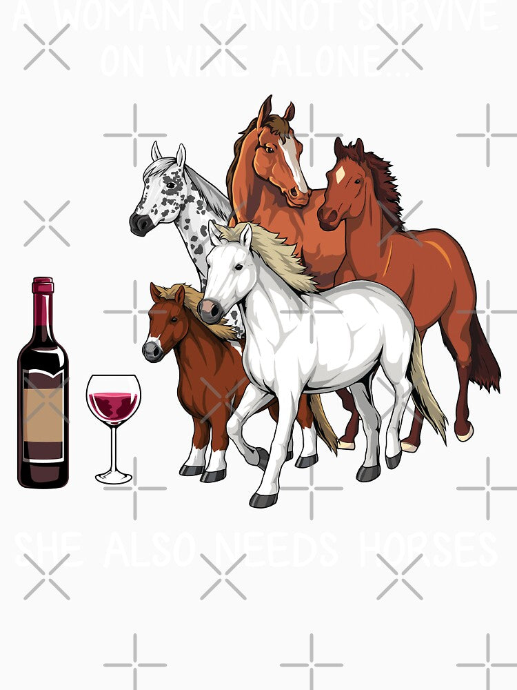 Funny Women Horses and wine by TeeDoozy