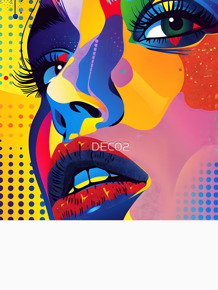 Pop Art Fantasy Female Face Vibrantly Colorful Design by DEC02