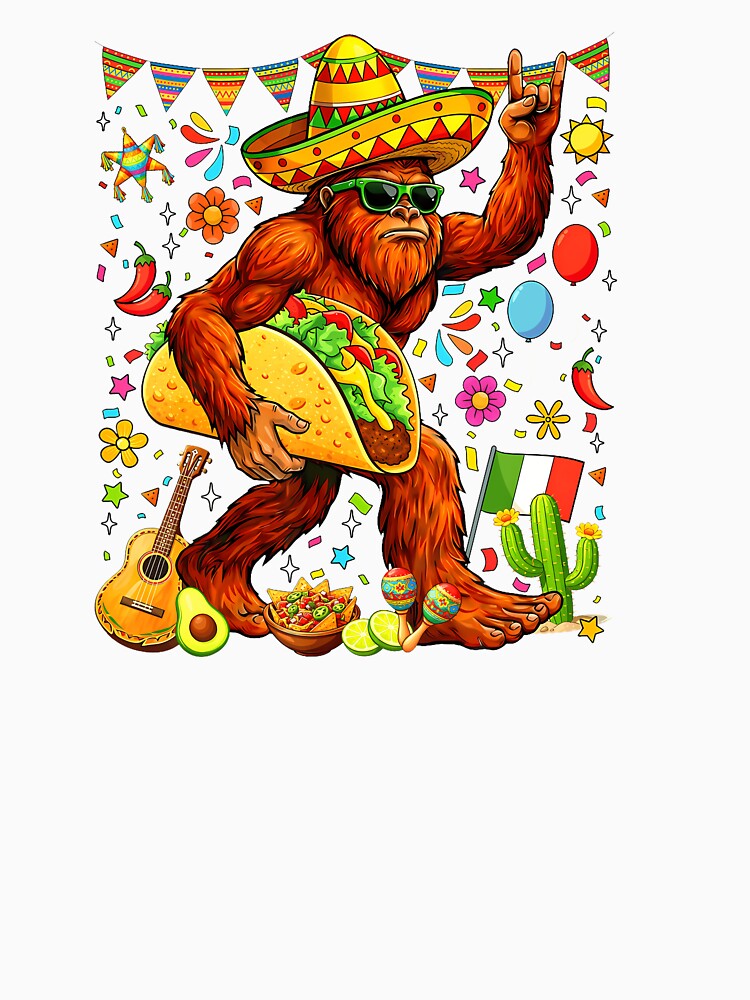Funny Bigfoot Carrying Taco Cinco De Mayo by Le7yaStore