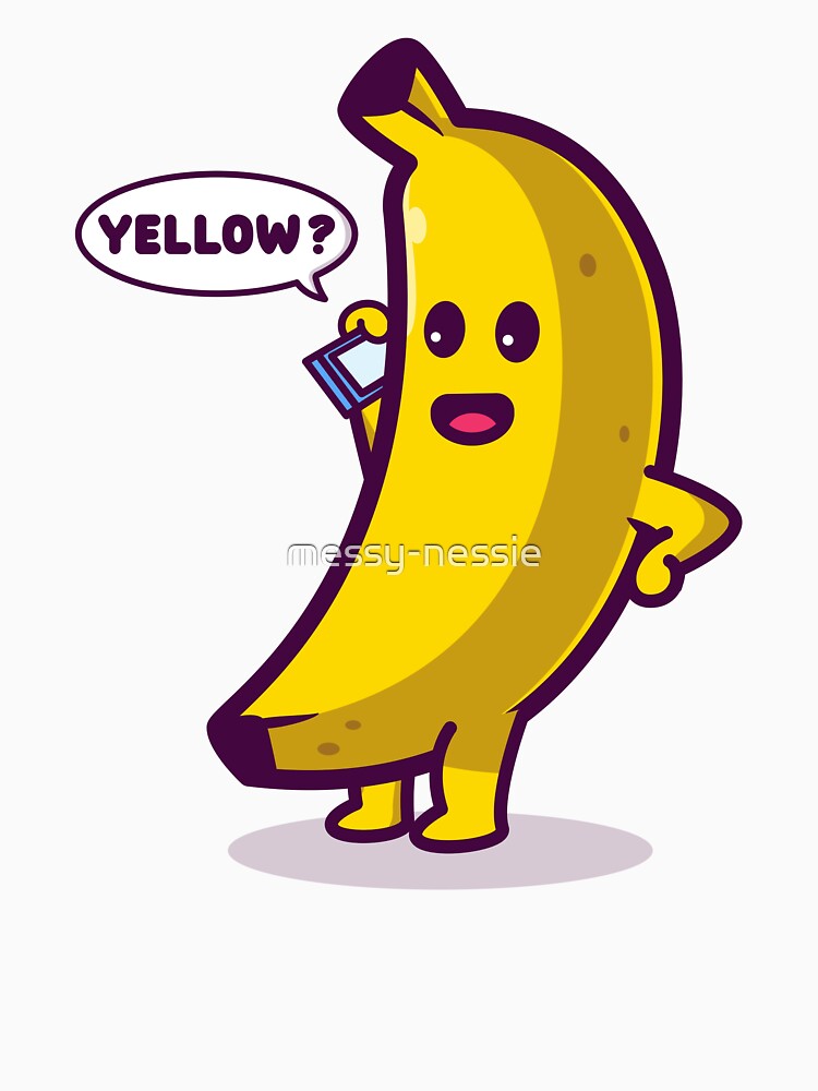 Funny yellow banana answering phone with "Yellow?" pun punny by messy-nessie