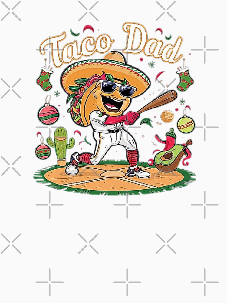 Taco Dad Hitting Baseball with Sombrero and Sunglasses by love3617