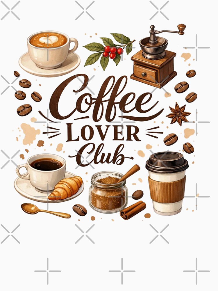 Coffee Lover Club – Aesthetic Coffee Quote Design for Coffee Lovers by Sanika arts