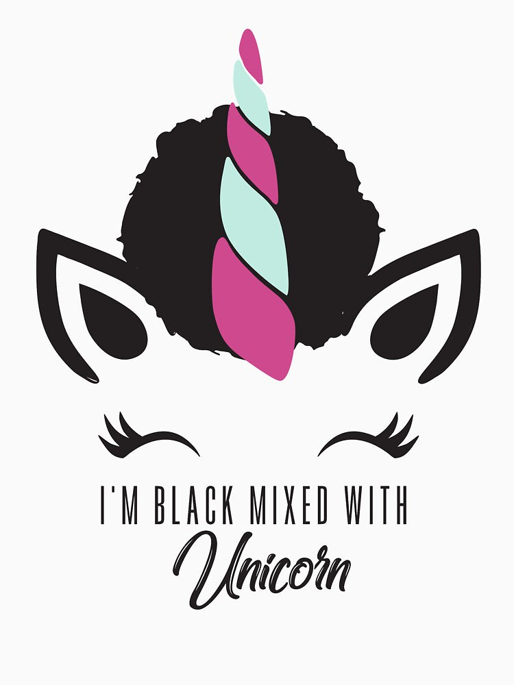 Afro Puff Black Girl Magic Unicorn Shirt - Cute Eyelashes by LittleBlkTees