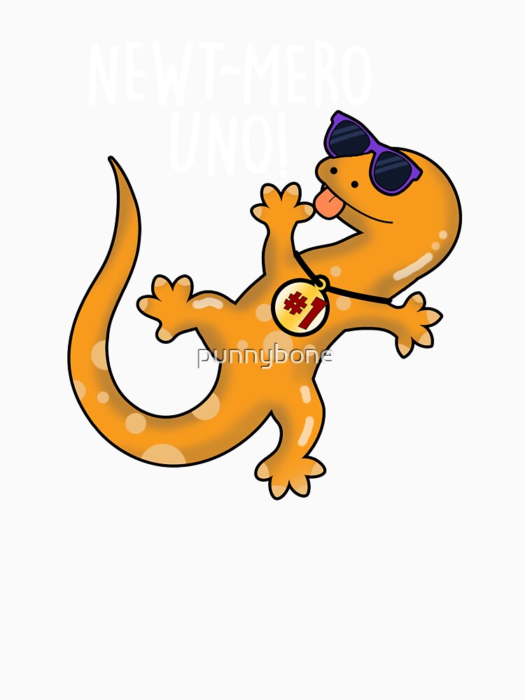 Newt-mero Uno Funny Newt Pun (Dark BG) by punnybone