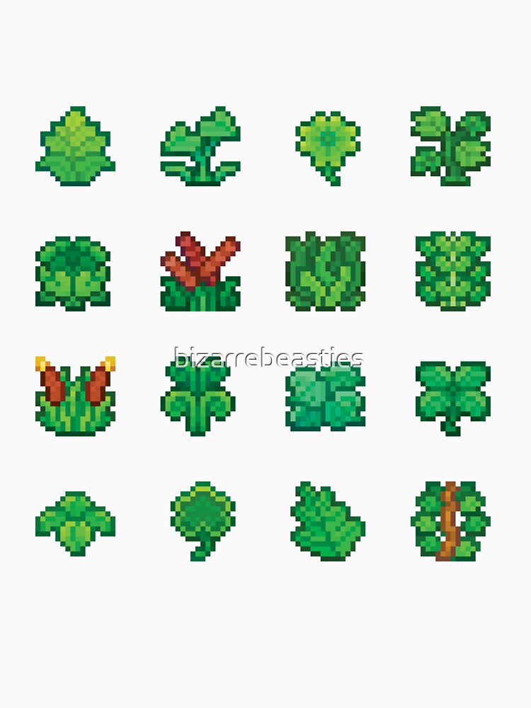 Green Fantasy Pixel Art Plants by bizarrebeasties