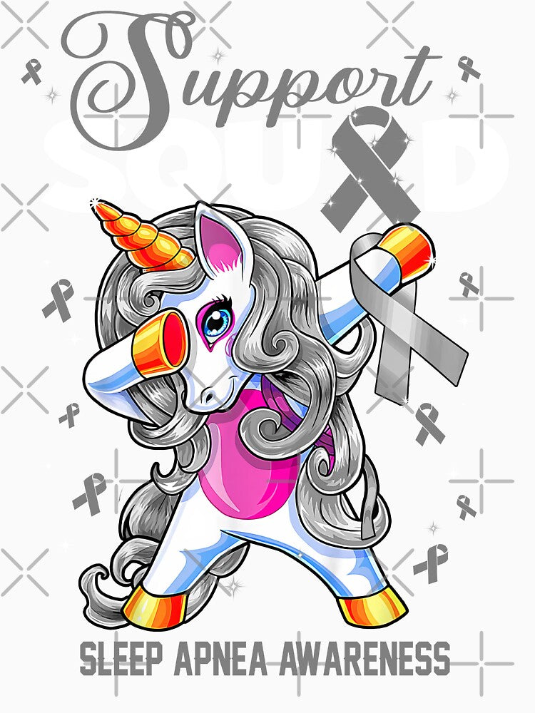 Cute Unicorn Support Squad Sleep Apnea Awareness Men Women Kid by tenjun16