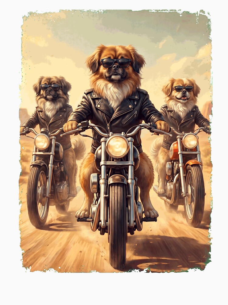 Funny Pekingese Motorcycle Meme Dog Lover by DoodleTortle